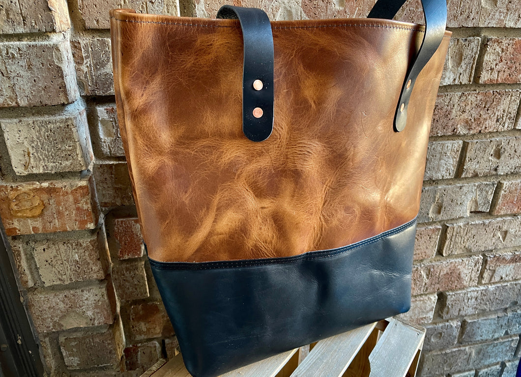 Two-Tone Leather Tote